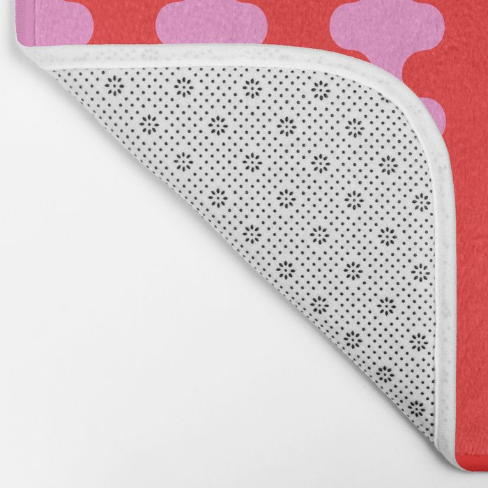 Bold and Colorful Ogee A-Go-Go Vivid Pop Stripes Pattern in Preppy Pink and Red Bath Mat Gallery Image 2