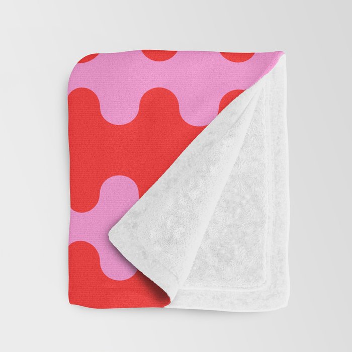 Bold and Colorful Ogee A-Go-Go Vivid Pop Stripes Pattern in Preppy Pink and Red Throw Blanket Gallery Image 3