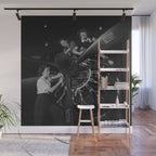 WWII aircraft engine installation by female workers inspirational black and white photograph   Wall Mural Gallery Image 1