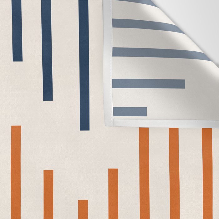 Geometric Arrow Lines 2 in Navy Blue Orange Wall Tapestry Gallery Image 3