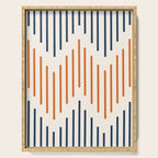 Geometric Arrow Lines 2 in Navy Blue Orange Serving Tray Gallery Image 1