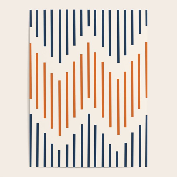 Geometric Arrow Lines 2 in Navy Blue Orange Poster Gallery Image 4