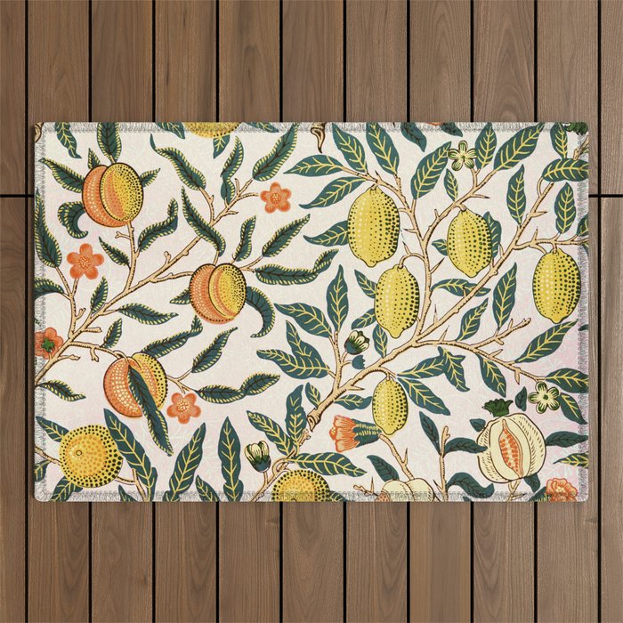 Modern poster-William Morris-Vegetable print with lemons. Outdoor Rug Gallery Image 1