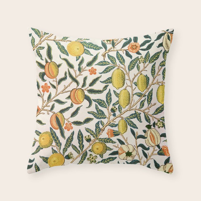 Modern poster-William Morris-Vegetable print with lemons. Throw Pillow Gallery Image 6