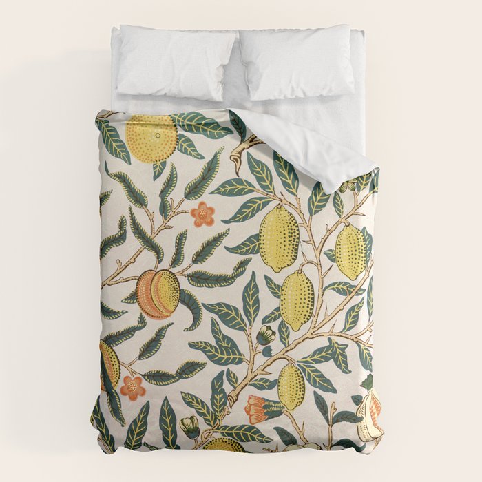 Modern poster-William Morris-Vegetable print with lemons. Duvet Cover Gallery Image 6
