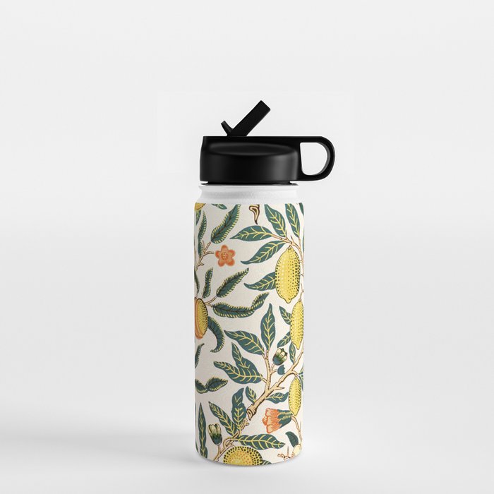 Modern poster-William Morris-Vegetable print with lemons. Water Bottle