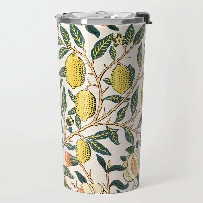 Modern poster-William Morris-Vegetable print with lemons. Travel Mug Gallery Image 2