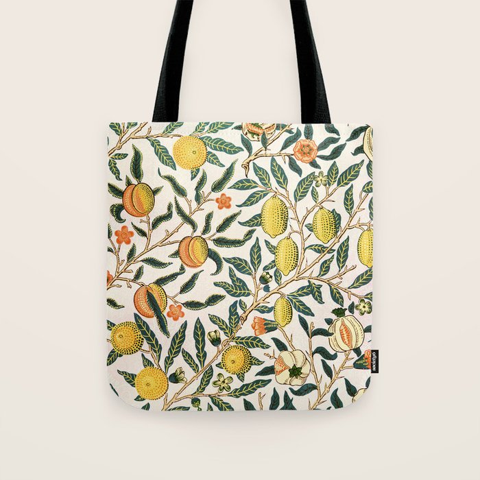 Modern poster-William Morris-Vegetable print with lemons. Tote Bag Gallery Image 1