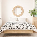 Fun black and white line doodle art pattern Duvet Cover Gallery Image 3