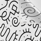 Fun black and white line doodle art pattern Wall Tapestry Gallery Image 3