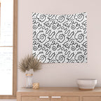 Fun black and white line doodle art pattern Wall Tapestry Gallery Image 2