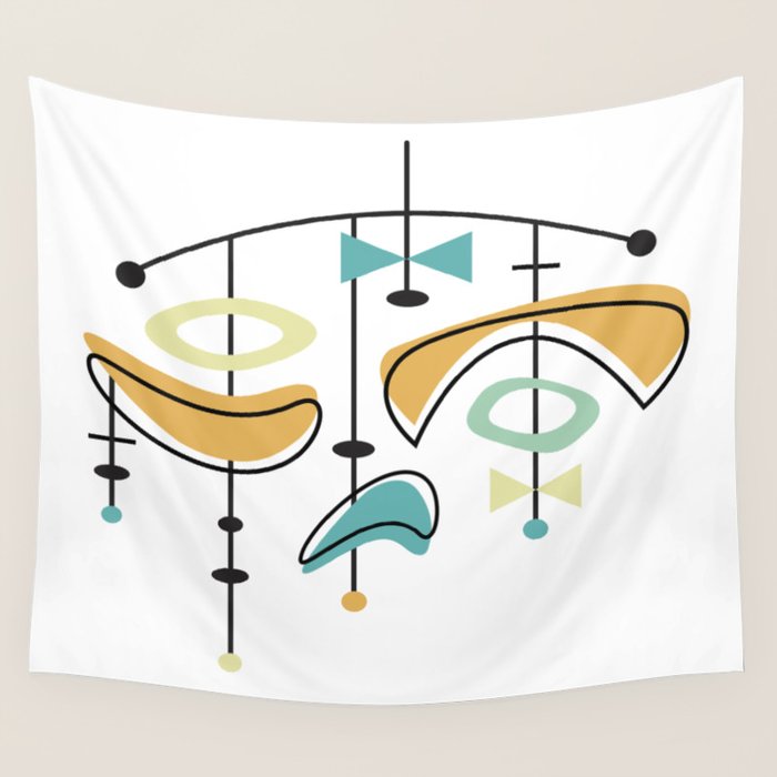 Mid Century Modern Abstract Atomic Age Wall Tapestry Gallery Image 1