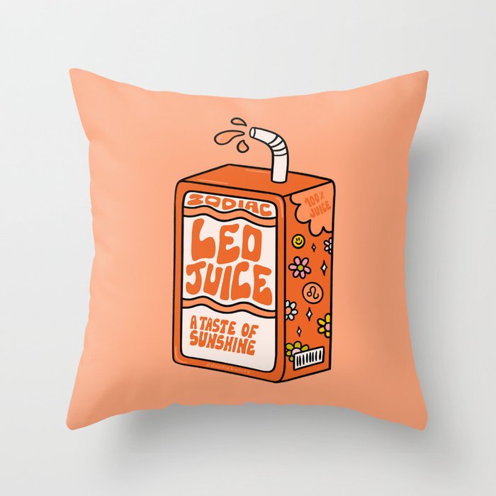 Leo Juice Box Throw Pillow Gallery Image 1