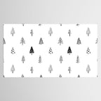 Black and white pine tree doodle art pattern Tablecloth Gallery Image 2