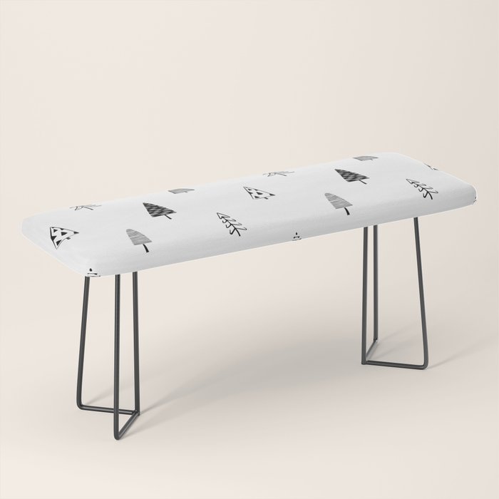 Black and white pine tree doodle art pattern Bench Gallery Image 1