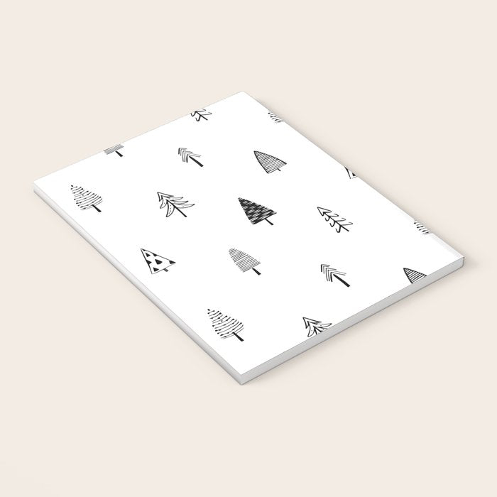Black and white pine tree doodle art pattern Notebook Gallery Image 3