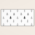 Black and white pine tree doodle art pattern Desk Mat Gallery Image 3