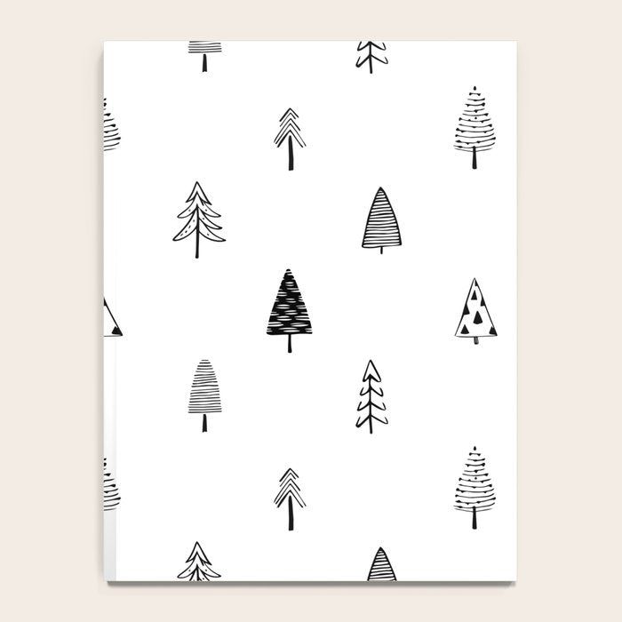 Black and white pine tree doodle art pattern Notebook Gallery Image 4