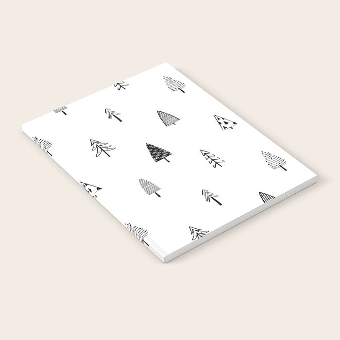Black and white pine tree doodle art pattern Notebook Gallery Image 2