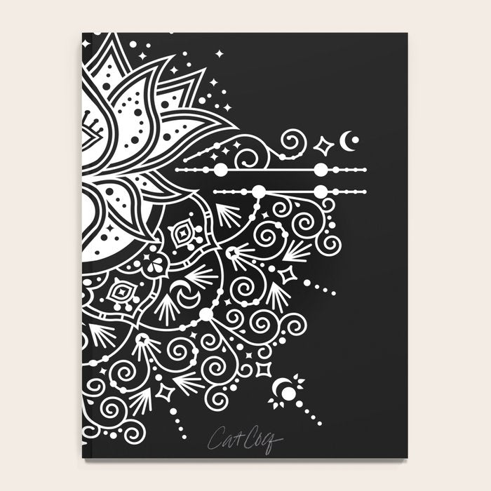 Sacred Lotus Blossom Mandala - White on Black Notebook Gallery Image 4