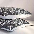 Sacred Lotus Blossom Mandala - White on Black Pillow Sham Gallery Image 3