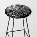 Sacred Lotus Blossom Mandala - White on Black Stool Gallery Image 2
