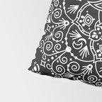 Sacred Lotus Blossom Mandala - White on Black Pillow Sham Gallery Image 4