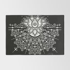 Sacred Lotus Blossom Mandala - White on Black Rug Gallery Image 2