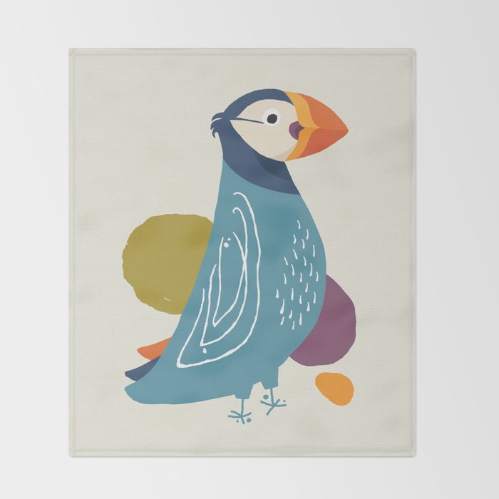 Quirky Atlantic Puffin Throw Blanket Gallery Image 2