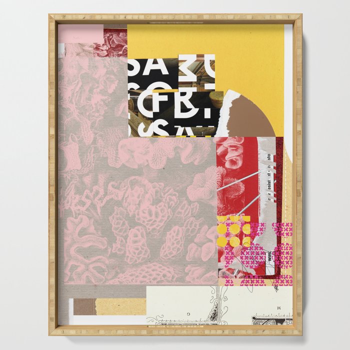 daydream in rosa traÌumen strukturiert versunken sinkend Serving Tray Gallery Image 1