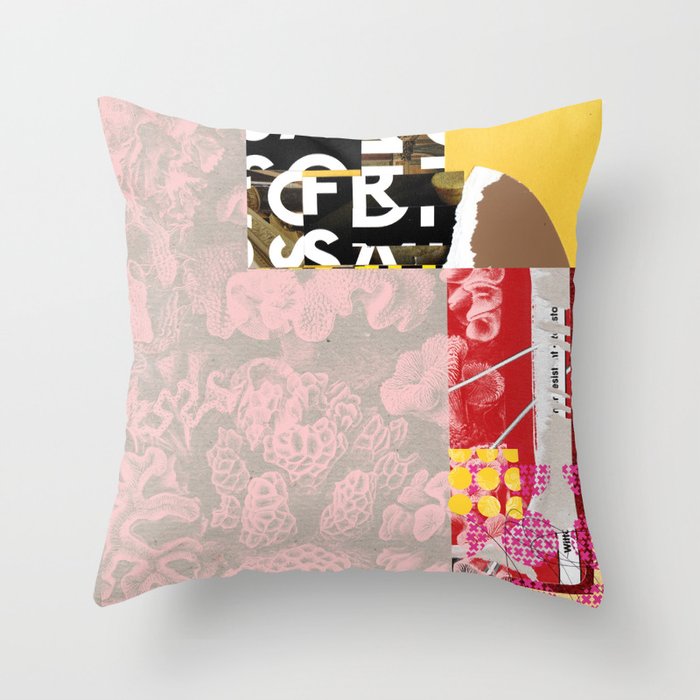 daydream in rosa traÌumen strukturiert versunken sinkend Throw Pillow Gallery Image 1