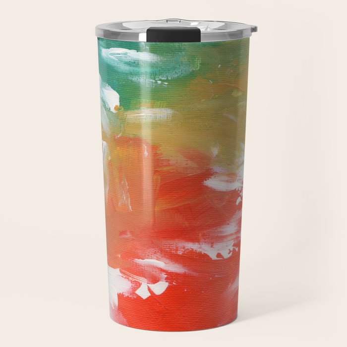 Ejaaz Haniff Colorful Abstract Acrylic Painting 'Storm In Paradise' Travel Mug Gallery Image 1