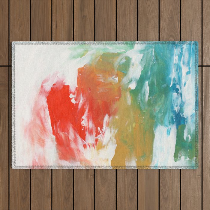 Ejaaz Haniff Colorful Abstract Acrylic Painting 'Storm In Paradise' Outdoor Rug Gallery Image 1