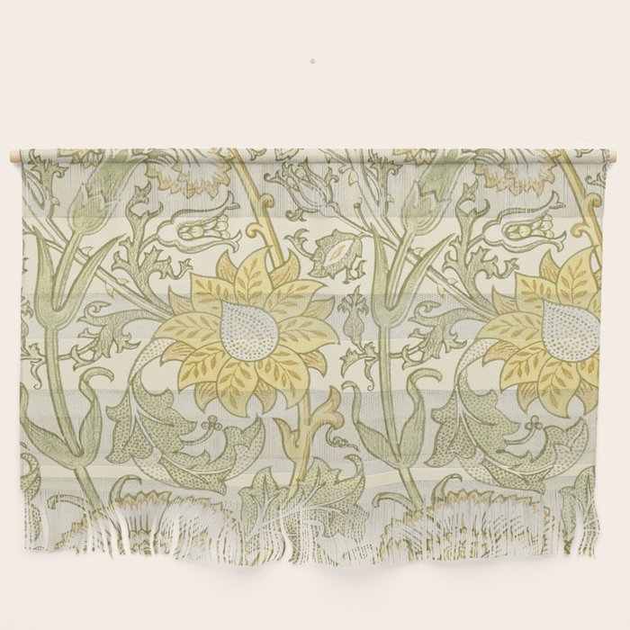 William Morris Pink and Rose Cowslip Fennel Yellow Pattern Wall Hanging Gallery Image 1