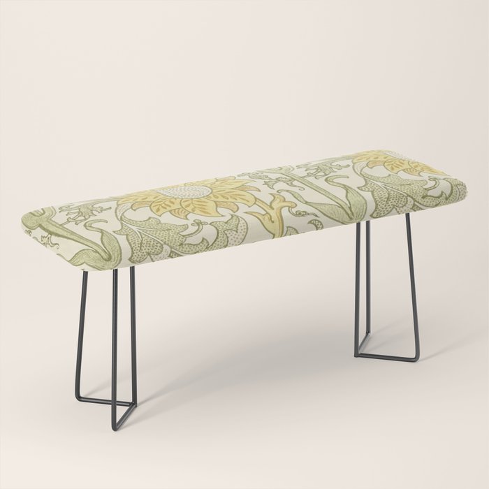 William Morris Pink and Rose Cowslip Fennel Yellow Pattern Bench Gallery Image 1