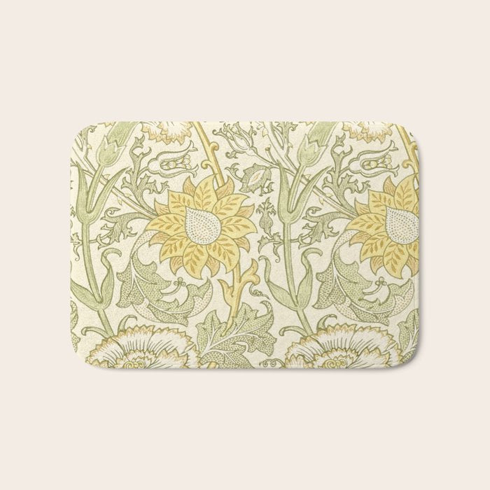 William Morris Pink and Rose Cowslip Fennel Yellow Pattern Bath Mat Gallery Image 1