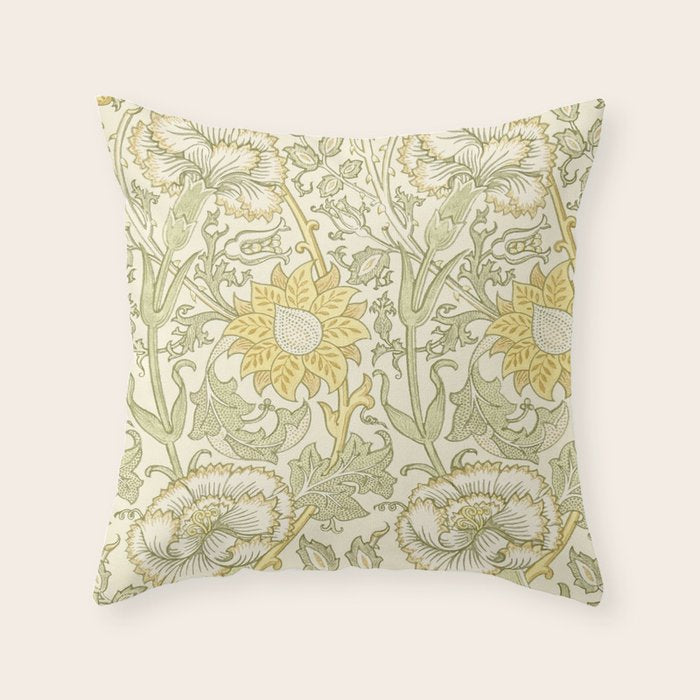 William Morris Pink and Rose Cowslip Fennel Yellow Pattern Throw Pillow Gallery Image 6