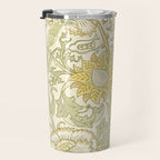 William Morris Pink and Rose Cowslip Fennel Yellow Pattern Travel Mug Gallery Image 3