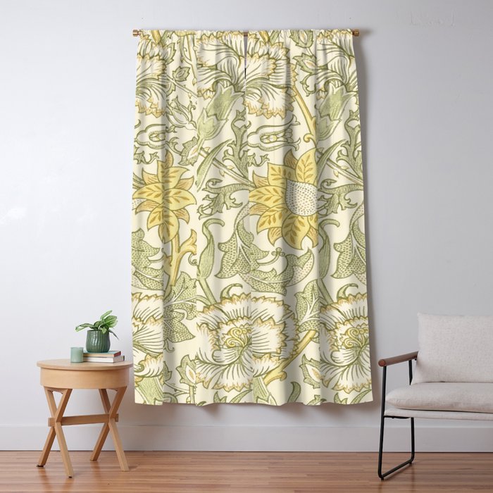 William Morris Pink and Rose Cowslip Fennel Yellow Pattern Window Curtain Gallery Image 1
