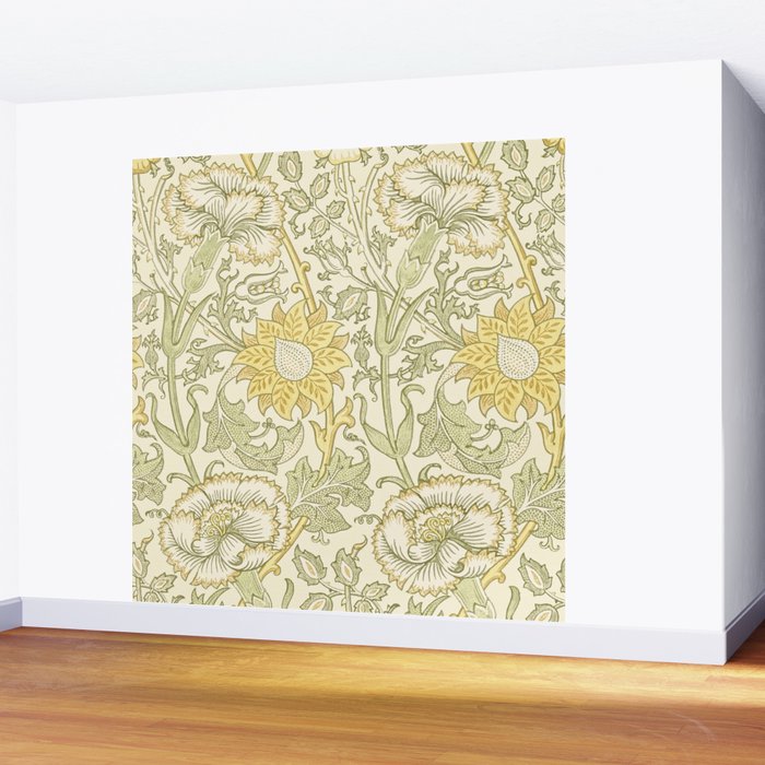 William Morris Pink and Rose Cowslip Fennel Yellow Pattern Wall Mural Gallery Image 2
