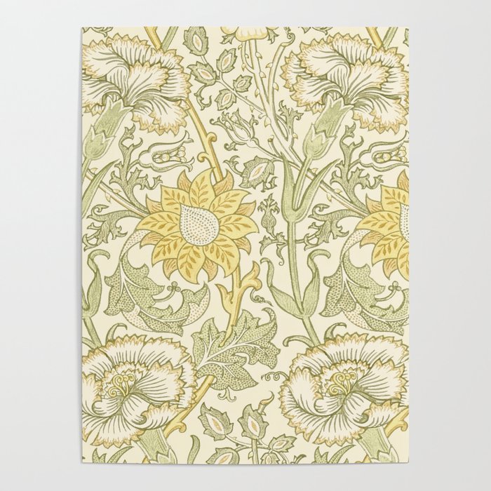 William Morris Pink and Rose Cowslip Fennel Yellow Pattern Poster Gallery Image 4