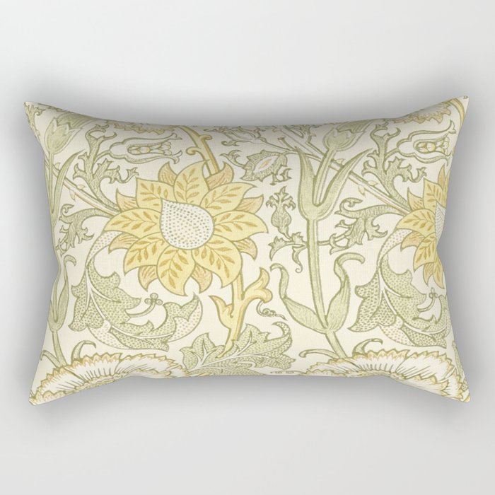 William Morris Pink and Rose Cowslip Fennel Yellow Pattern Rectangular Pillow Gallery Image 2