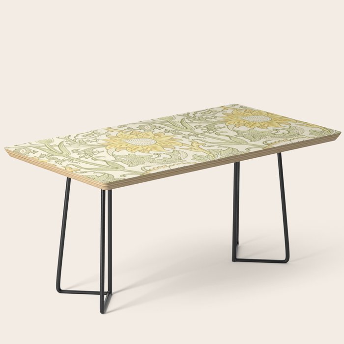 William Morris Pink and Rose Cowslip Fennel Yellow Pattern Coffee Table Gallery Image 1