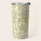 William Morris Pink and Rose Cowslip Fennel Yellow Pattern Travel Mug Gallery Image 2
