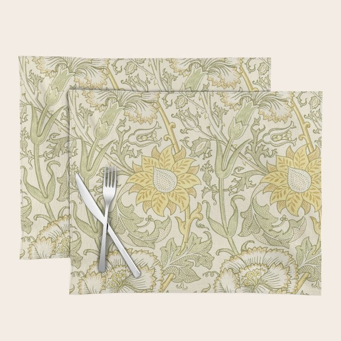 William Morris Pink and Rose Cowslip Fennel Yellow Pattern Placemat Gallery Image 1