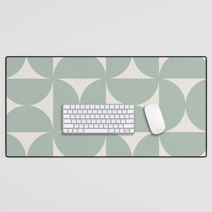 Bauhaus Mid Century Modern Geometric XII Sage Green Desk Mat Gallery Image 1