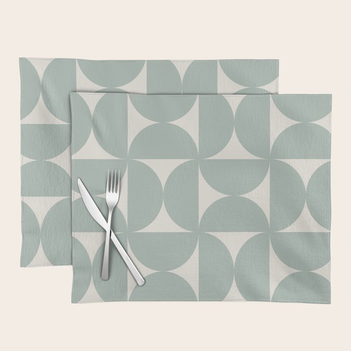 Bauhaus Mid Century Modern Geometric XII Sage Green Placemat Gallery Image 1