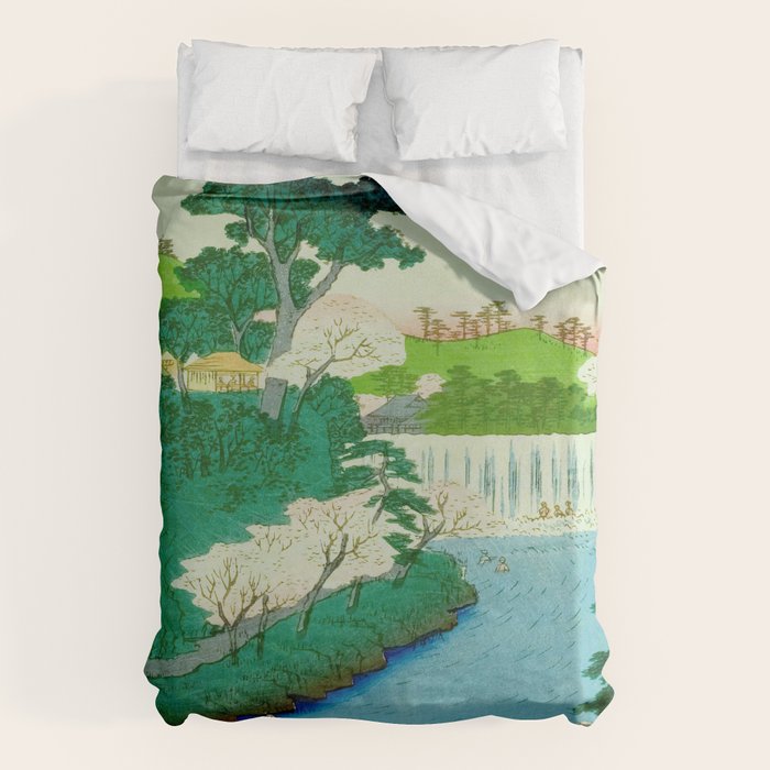 âThe Great Waterfallâ Utagawa Hiroshige Vintage Japanese Woodblock Print East Asian Cultural Antique Art  Duvet Cover Gallery Image 6