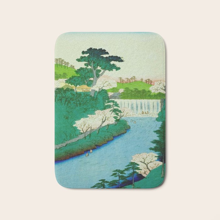 âThe Great Waterfallâ Utagawa Hiroshige Vintage Japanese Woodblock Print East Asian Cultural Antique Art  Bath Mat Gallery Image 1