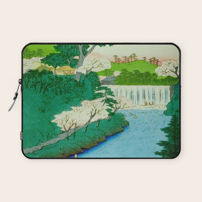 âThe Great Waterfallâ Utagawa Hiroshige Vintage Japanese Woodblock Print East Asian Cultural Antique Art  Laptop Sleeve Gallery Image 1